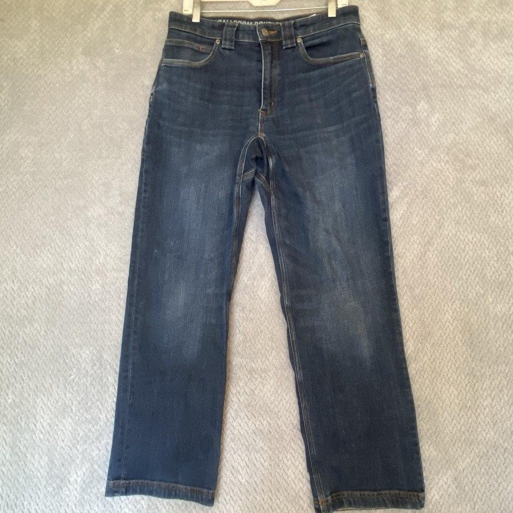 Duluth Jeans Mens 30x29 Blue Denim Ballroom Double Flex Relaxed Fit Stretch